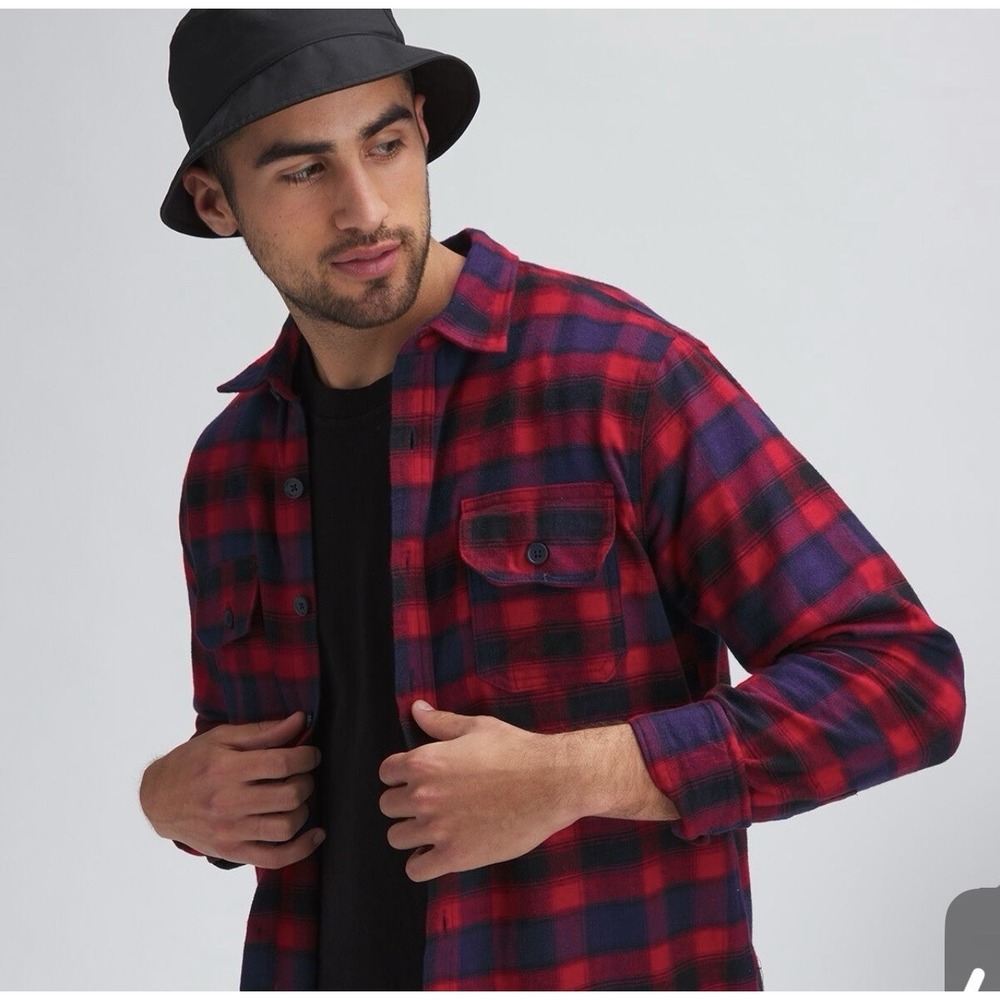 Stoic Flannel‎ Plaid Red Blue Shirt Mens Large